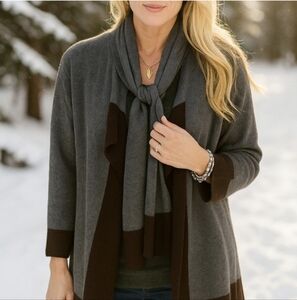 Lauren Ralph Lauren RLL Womens Medium Gray Wool Cashmere Blend  Sweater Cardigan